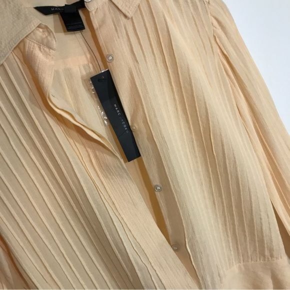 Marc Jacobs Pintuck Pleated Peplum Blouse Sz 4 Butternut Yellow NWT - Picture 10 of 11